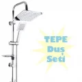 BUĞZ Krom Kaplama 25 mm Duş Sistemi Seti - Ayarlanabilir Tepe ve El Duşu, Sabunluk Hediyeli BX-313429