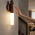 BUĞZ Lüks Kablosuz Şarjlı LED Duvar Lambası Ahşap Renk Günışığı Hareket Sensörlü Aplik