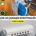  Lüx Çamaşır Kurutmalık Çek As 5 İpli 4 Metre Kolay Kurulum Açılır Kapanır Ergonomik Dayanıklı