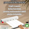  Lüx Çamaşır Kurutmalık Çek As 5 İpli 4 Metre Kolay Kurulum Açılır Kapanır Ergonomik Dayanıklı