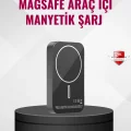 BUĞZ MagSafe Araç Telefon Tutucu 15W Hızlı Şarj Type-C Girişli