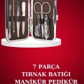 BUĞZ Manikür Pedikür Seti 7 Parça Tırnak Makası Kaş Makası Cımbız Çantalı