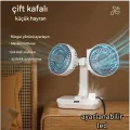 BUĞZ Masaüstü Dijital Ekranlı Çift Fanlı Led Işıklı Soğutucu Fan Ev Ofis Şarjlı Vantilatör