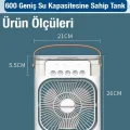 BUĞZ Masaüstü Taşınabilir Buzlu Soğutucu Vantilatör, Su Soğutmalı ve LED Işıklı Beyaz Fan