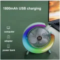 BUĞZ Masaüstü Vantilatör Usb Şarjlı Rgb Led Işıklı 3 Kademeli 180° Ayarlanabilir Soğutucu Fan Mavi