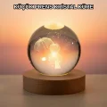 BUĞZ Masif Ahşap Standlı 3D Küçük Prens Kristal Top USB Gece Lambası Sıcak Işık
