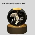 BUĞZ Masif Ahşap Standlı 3D Küçük Prens Kristal Top USB Gece Lambası Sıcak Işık - Lisinya