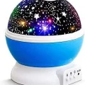 BUĞZ Mavi Dönen Renkli Ay Yıldızlı Gökyüzü Yansıtmalı Projeksiyon Gece Lambası Çocuk Bebek Parti Odası