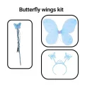BUĞZ Mavi Kelebek Erkek-kız Seti – 50 Cm Kelebek Kanadı, Taç Ve Asa