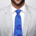 BUĞZ Mavi Pul Payetli Işıltılı Parti Kravatı 33 Cm