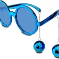 BUĞZ Mavi Renk Disko Toplu Küpeli Parlak Yılbaşı Parti Gözlüğü