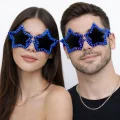BUĞZ Mavi Renk Disko Yıldızı Retro Parti Gözlüğü 16x7 Cm