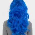 BUĞZ Mavi Renk Uzun Dalgalı Parti Peruğu