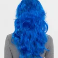  Mavi Renk Uzun Dalgalı Parti Peruğu