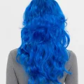 BUĞZ Mavi Renk Uzun Dalgalı Parti Peruğu - BUĞZ