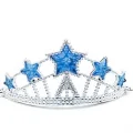 BUĞZ Mavi Yıldız Taşlı Plastik Kraliçe Prenses Elsa Tacı Çocuk Boy