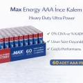 BUĞZ Max Energy AAA İnce Kalem Pil 1.5V R03 Heavy Duty Ultra Power 4 lü 15 Paket