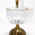 BUĞZ Metal Ayaklı Kristal Cam Şekerlik Gold Detaylı Sunumluk
