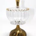 BUĞZ Metal Ayaklı Kristal Cam Şekerlik Gold Detaylı Sunumluk Alk4871