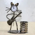 BUĞZ Metal Gitar Çalan Kedi Müzisyen Saat Ve Kalemlik Alk4345