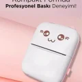BUĞZ Mini Fotoğraf Yazıcı Kablosuz Etiket Yazıcı Baskı Makinesi Ios Android Uyumlu Termal Printer Mavi