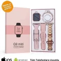 BUĞZ Mini Kadın Akıllı Saat, Rose Gold Kasa ve Çelik Kordon ile Nabız, Uyku, Adım Takibi ve GPS Özellikli