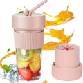 BUĞZ Mini Taşınabilir Mikser 350 Ml Smoothie Makinesi Meyve Sıkacağı Şarj Edilebilir Blender Pembe