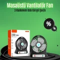  Mini USB Fan – Şarj Edilebilir, Işıklı, 3 Kademe, Taşınabilir Masaüstü Vantilatör