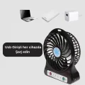  Mini USB Fan – Şarj Edilebilir, Işıklı, 3 Kademe, Taşınabilir Masaüstü Vantilatör