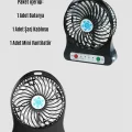  Mini USB Fan – Şarj Edilebilir, Işıklı, 3 Kademe, Taşınabilir Masaüstü Vantilatör