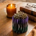 BUĞZ Minimalist Dalgalı Tasarımlı Mor Dekoratif 3D Vazo Masa Dekoru