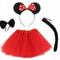 BUĞZ Minnie Mouse Kostüm Seti Etek Taç Kuyruk Papyon Gösteri Seti