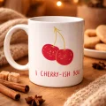 BUĞZ Model 26 – I Cherry-Ish You Yazılı Sevimli Kiraz Tasarımlı Porselen Kupa - Aşk Dolu Hediye Fikri