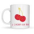 BUĞZ Model 26 – I Cherry-Ish You Yazılı Sevimli Kiraz Tasarımlı Porselen Kupa - Aşk Dolu Hediye Fikri