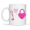 BUĞZ Model 27 – You’re The Key To My Heart Tasarımlı Porselen Kupa - Sevgiliye Arkadaşa Özel Anlamlı Hediye