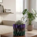 BUĞZ Modern Dalgalı Tasarımlı Mor 3D Dekoratif Vazo Ev Ofis Dekoru