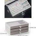  Modern Gri 3 Çekmeceli Takı Bijuteri Mücevher Kutusu Organizer Düzenleyici Şeffaf 13 X 23 X 10 Cm