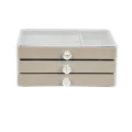  Modern Gri 3 Çekmeceli Takı Bijuteri Mücevher Kutusu Organizer Düzenleyici Şeffaf 13 X 23 X 10 Cm