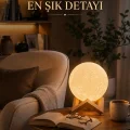 BUĞZ Modern Tasarımlı 3D Ay Lambası Yatak Odası ve Salon Dekoru