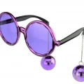 BUĞZ Mor Disko Topu Küpeli Parti Gözlüğü