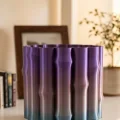BUĞZ Mor Gri Dekoratif Vazo Modern Tasarım Salon Ofis Masa Üstü Aksesuar