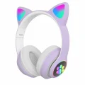 BUĞZ Mor kedi kulağı detaylı bluetooth 5.0 mikrofonlu kulak üstü çocuk kulaklık 2 yıl garantili