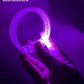 BUĞZ Mor Led Işıklı Baskı Yapılabilen Pilli Bileklik Bilezik 1,5 Cm Genişlik