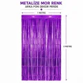 BUĞZ Mor Metalize Parti Perdesi 100x200 cm – Kapı ve Arka Fon Perdesi