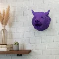 BUĞZ Mor Renk 3D Kurt Başı Duvar Dekoru Asılabilir Maskot Heykel 25x19 cm