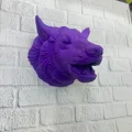 BUĞZ Mor Renk 3D Kurt Başı Duvar Dekoru Asılabilir Maskot Heykel 25x19 cm - Lisinya