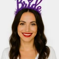 BUĞZ Mor Renk Bekarlığa Veda İtalik Yazı Alyanslı Bride Taç