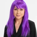 BUĞZ Mor Renk Düz Kesim Uzun Parti Peruğu Takma Saç