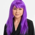  Mor Renk Düz Kesim Uzun Parti Peruğu Takma Saç