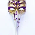 BUĞZ Mor Renk İşlemeli Seramik Malzemeden İmal Venedik Uzun Maske Magnet